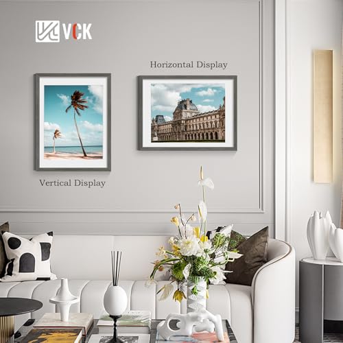 Image of VCK 18x24 Poster Frame 5 Pack, Grey Wood, 16x20 Mat, for Gallery Wall