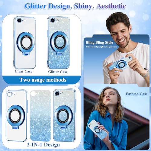 Coque transparente pailletée iPhone 16e avec support pour vos séries - 2