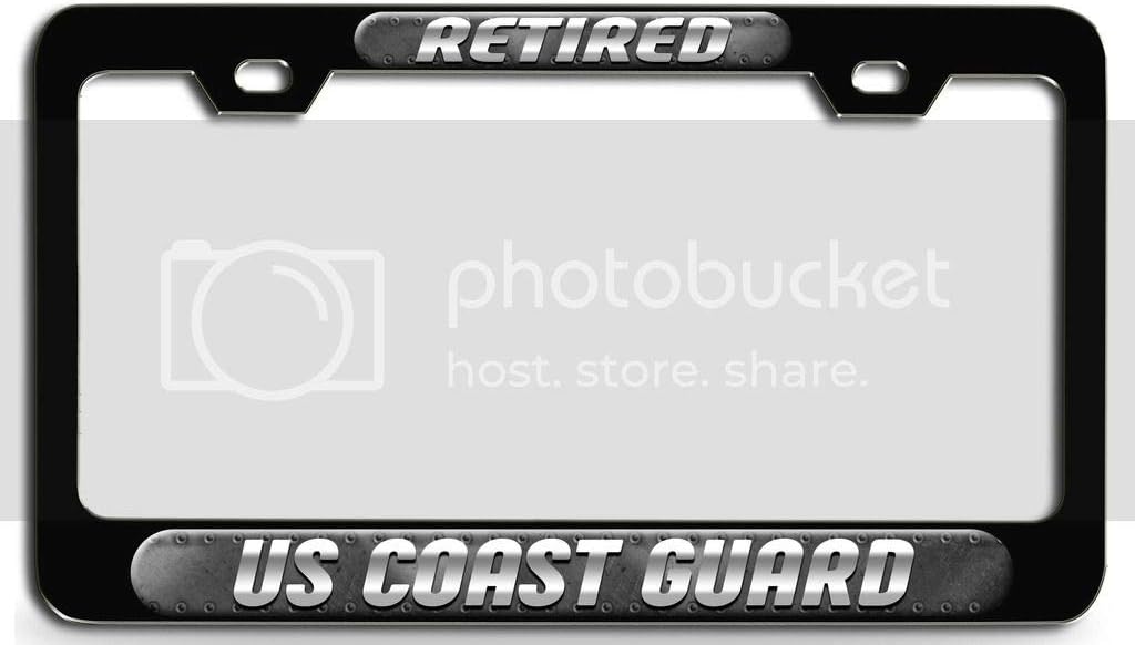 Makoroni - Retired US Coast Guard Bl 3D Metal License Plate Frame Auto SUV Truck Tag Holder, #m38