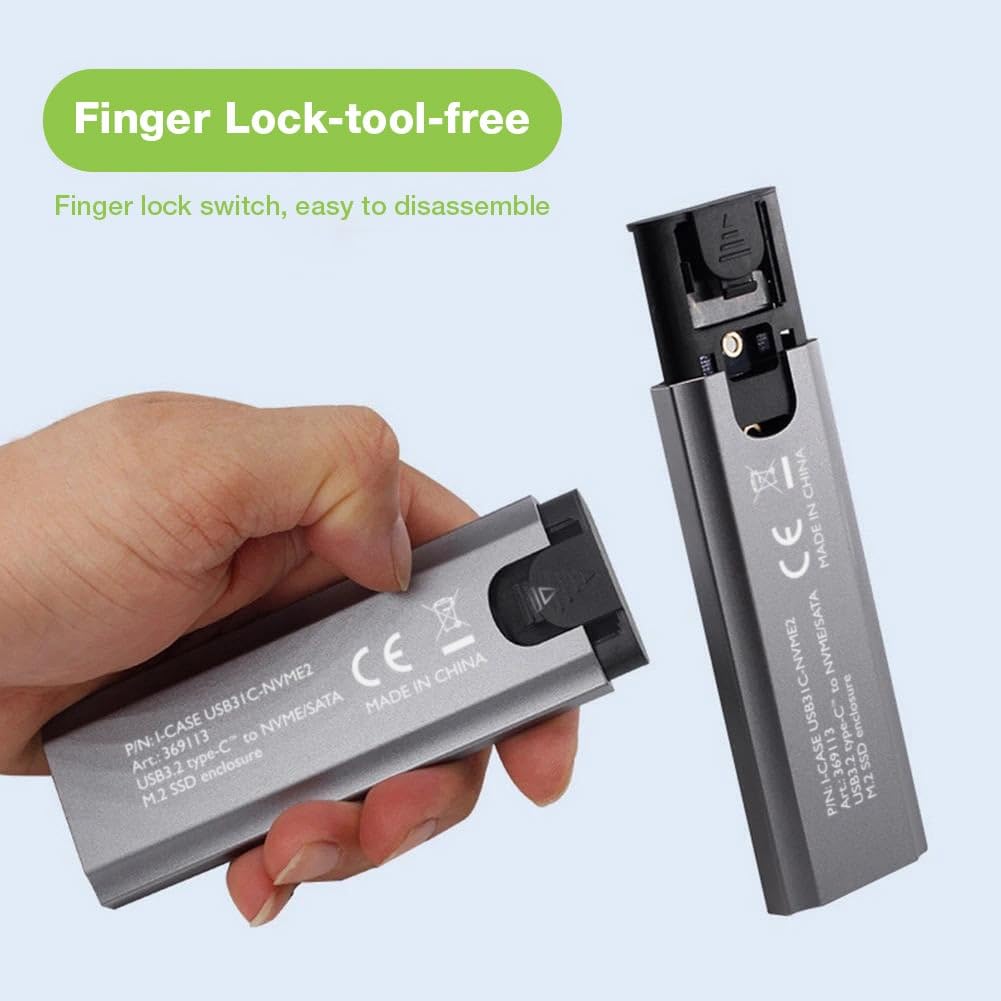 Techly 369113 Box Esterno USB-C™ USB3.2 Gen2 NVMe/SATA M.2 SSD Grigio
