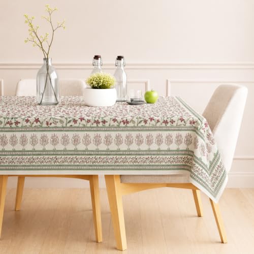 Image of STITCHNEST Cotton Slub Table Cover for 6 Seater Dining Table|54 x 78 Inches, Digitally Printed|Durable, Washable & Fade-Resistant Fabric