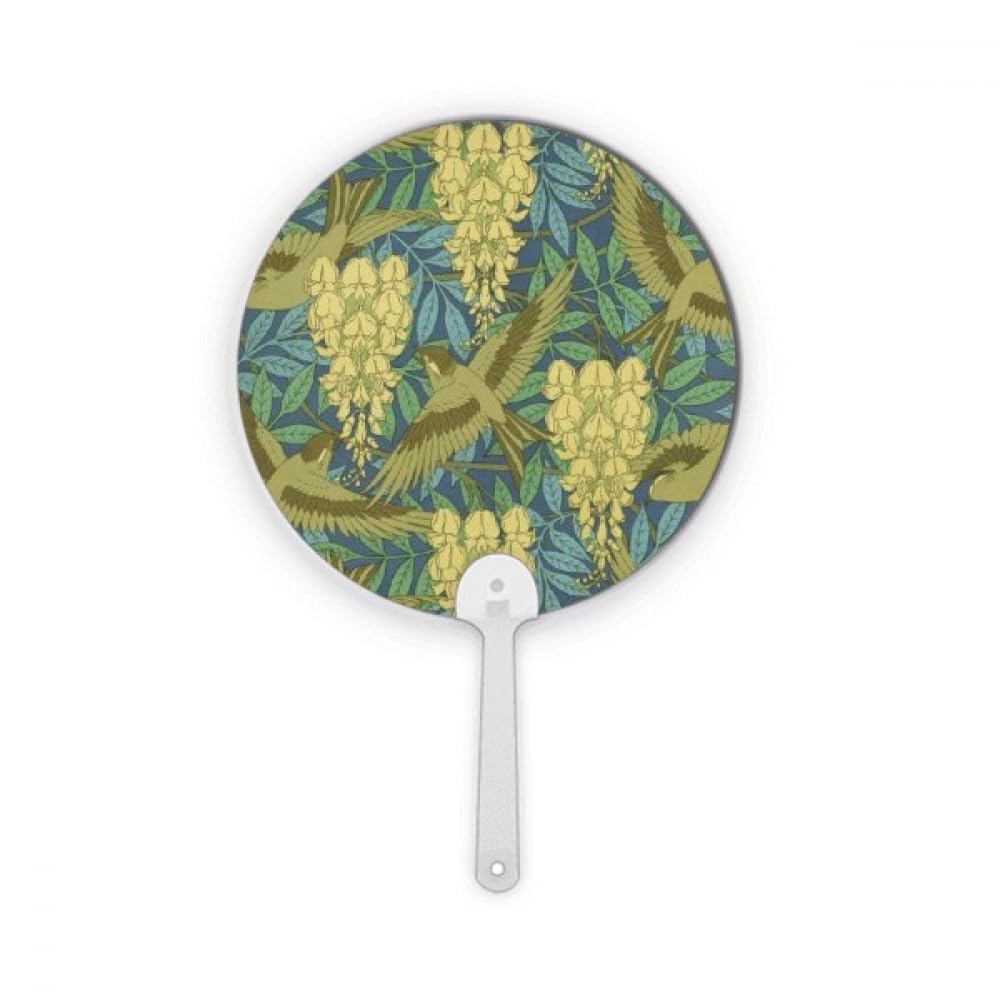 Éventail japonais ukiyoe fleurs et oiseaux de forme ronde, une décoration artisanale unique