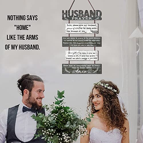 Wooden Husband Prayer Rustic Wall Sign with 5-Panels Strung by Jute Rope - Image 4