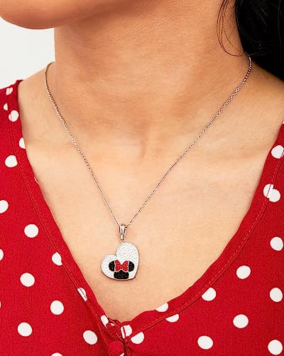 Disney Minnie Mouse Stainless Steel Crystal Heart Necklace, Official License2