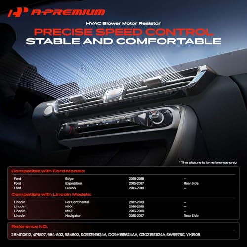 Image of A-Premium Front HVAC Blower Motor Resistor Compatible with Ford & Lincoln | for Fusion 2013-2018, Edge 2016-2018, Expedition 2015-2017, MKZ 2013-2018, MKX 2016-2018, Navigator 2015-2017, Continental