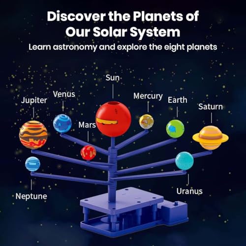 Image of DIY Solar System Kit Science Education Toy 360 Rotating 3D Planet Model with Laser Projector, Planetarium STEM Learning Kit for Kids 8+, Educational Astronomy Space Toy Birthday Gift Boys Girls