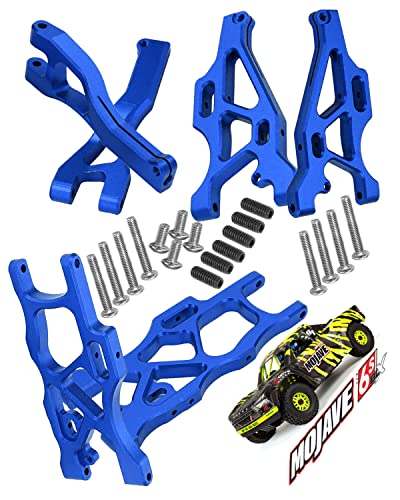 Front & Rear Suspension A Arms for Arrma 1/7 Mojave 6S BLX,ARRCat RC Upgrades Part Hops up,6pcs Aluminum Lower Upper Swing Arm Set for Arrma 1/7 Mojave 6S BLX,Blue