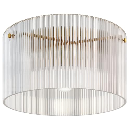 HOMCOM Plafonnier LED 40W en acrylique luminaire plafonnier E27 à montage semi-affleurant lampe de plafond moderne pour salon, couloir, salle à manger,...