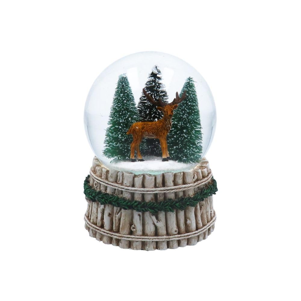 Gisela Graham Multicolor Woodland Deer Musical Christmas Snow Globe