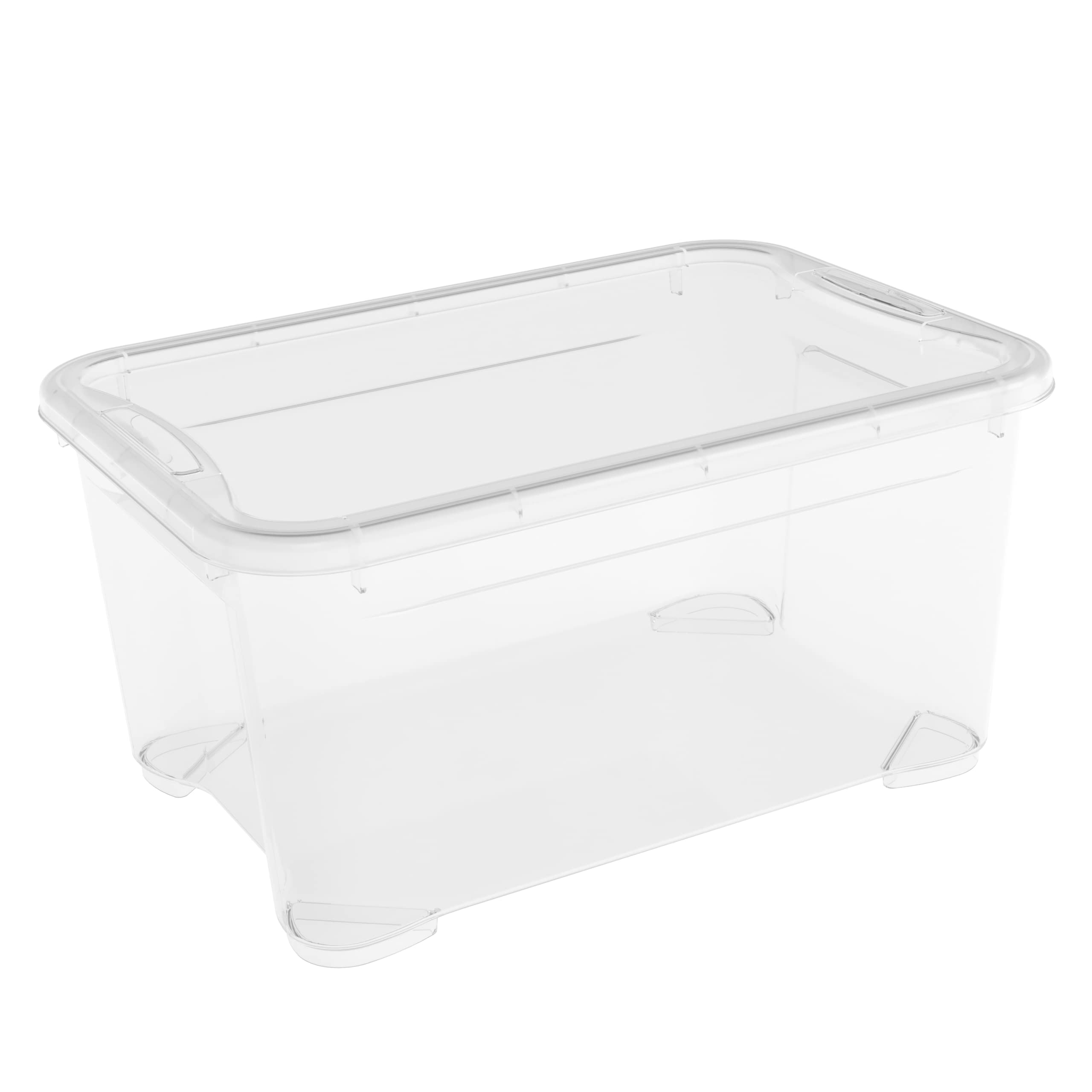 Keter Set di 5 Contenitori in Plastica con Coperchio T Box XS, Trasparenti, Ideali per Vestiti, Scarpe e come Portaoggetti, Adatti per Armadi e Garage, 14 L, 38x26x19H cm