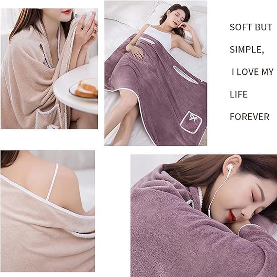 Plus Size Women's Wearable Coral Fleece Shower Household Skirt,2025 Upgraded Water Absorption Quick Drying Soft Friendly4