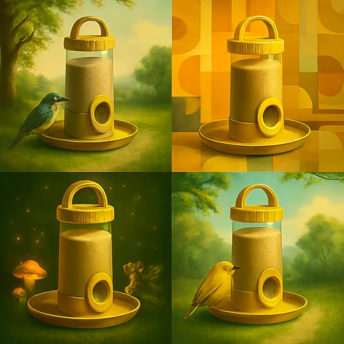 Image of Hanging Bird Feeder 700gm Weatherproof Yellow Pack of 4