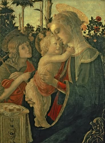 Tableau Dame et enfant Botticelli impression d'art sur toile de décoration murale en 60x90cm