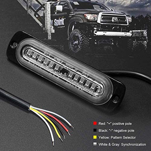 Led Warning Strobe Light 12 LEDs Emergency Led Warning Lights Surface Flush Mount Light LED Warning Light Bar Side Marker Safety Flashing Strobe Light Kit for 12V Tow Trucks Vehicle (12 led white)