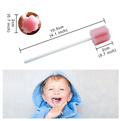 Rancoo-Disposable-Unflavored-Oral-Care-Sponge-Swabs-50-Count-Pink