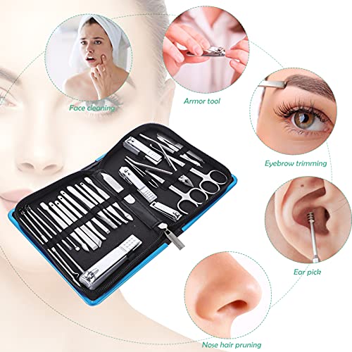 Luxshiny Kit Cortador de Unhas Manicure Set Profissional Conjunto 1 26Pcs Kit Pedicure Grooming Kit