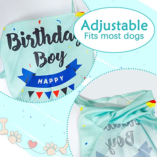 Hunde-Geburtstags-Bandana, Hunde-Bandana für Geburtstage, dreieckiger Schal für Jungen, Hunde, Haustiere, Geburtstagsparty-Zubehör, Happy Birthday-Bandana für kleine, mittelgroße Jungen (blau-grün)