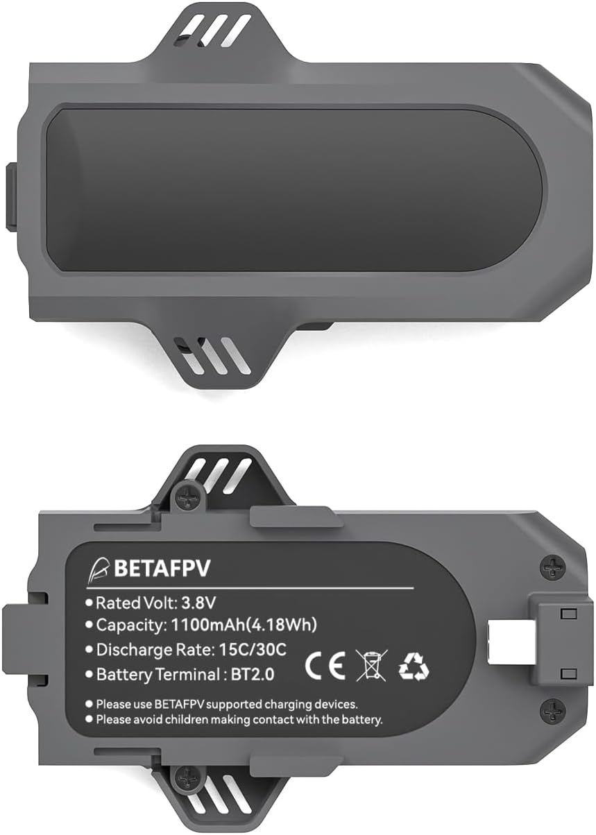 BETAFPV 2pcs Aquila16 Exclusive Battery 3.8V 15C 1100mAh 1S LiHV Battery with BT2.0 Connector for Aquila16 FPV Kit, Aquila16 Brushless Drone Extend Flight Time in N/S Mode
