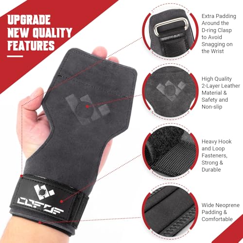 Image of Weight Lifting Wrist Strap, Double-Layer Leather for Deadlift Powerlifting