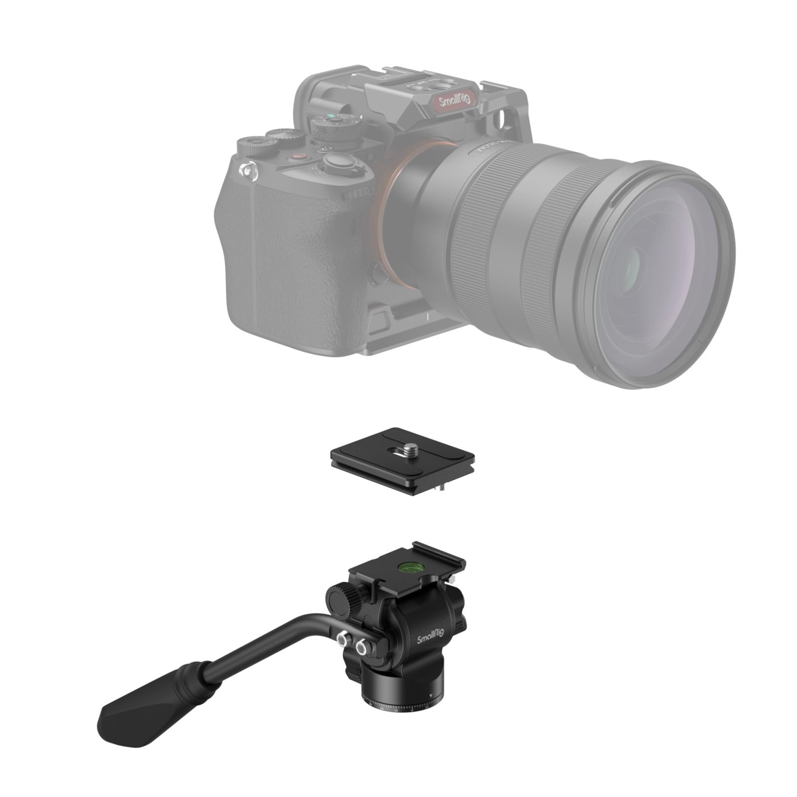 SMALLRIG 71" (180 cm) Treppiede Video Monopiede con Testa Fluida, in Alluminio per Fotocamera per Viaggi, Video, Streaming Live, Vlogging, Altezza Regolabile da 16,5" a 71" (42-180 cm) - 3760B