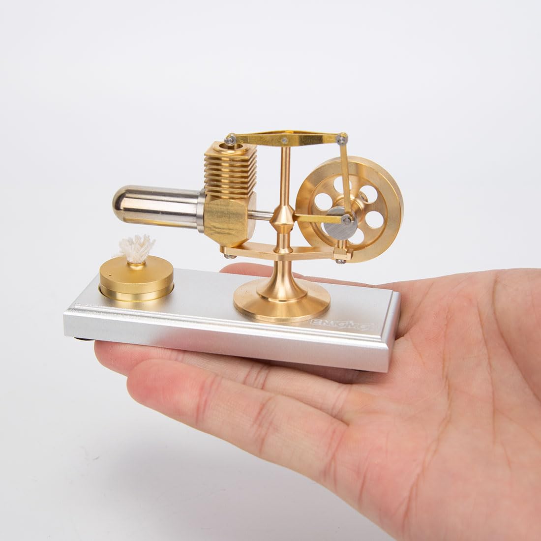 CreativeBlocker Stirlingmotor Model Erwachsen-Mini ENJOMOR Metall Stirlingmotor Funktionsfähig mit Alkohollampen, Dampfmaschine Heißluft Wuchtbalken, Experimentierkasten Wissenschaft Geschenk(RTR)