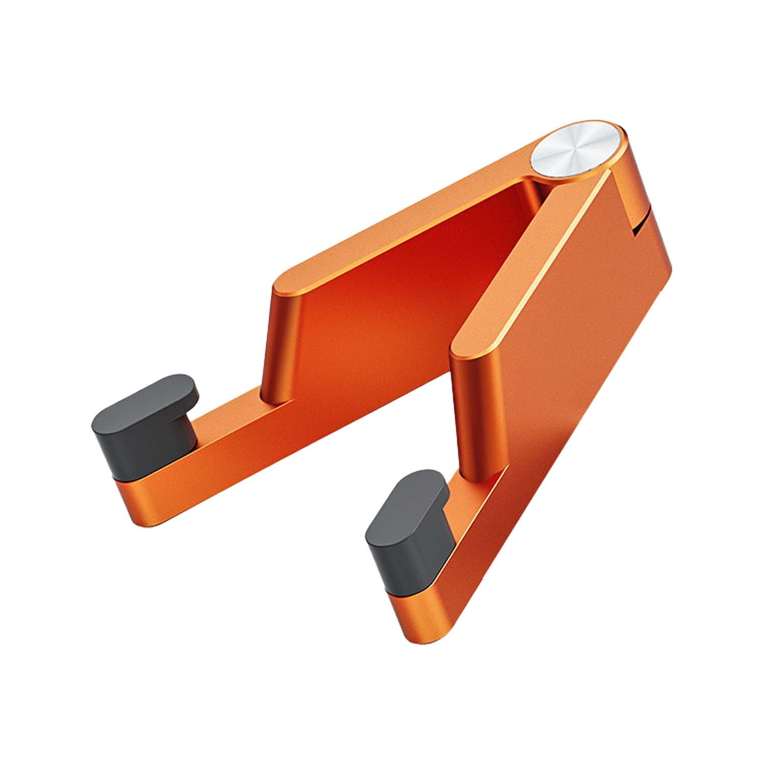 URBAN KINGS Cell Phone Stand, Phone Stand for Desk, Foldable & Portable iPhone Stand, Phone Holder Stand Compatible with All Mobile Phone, iPhone, iPad mini, Tablet 4-10.5" (Black) (Orange)