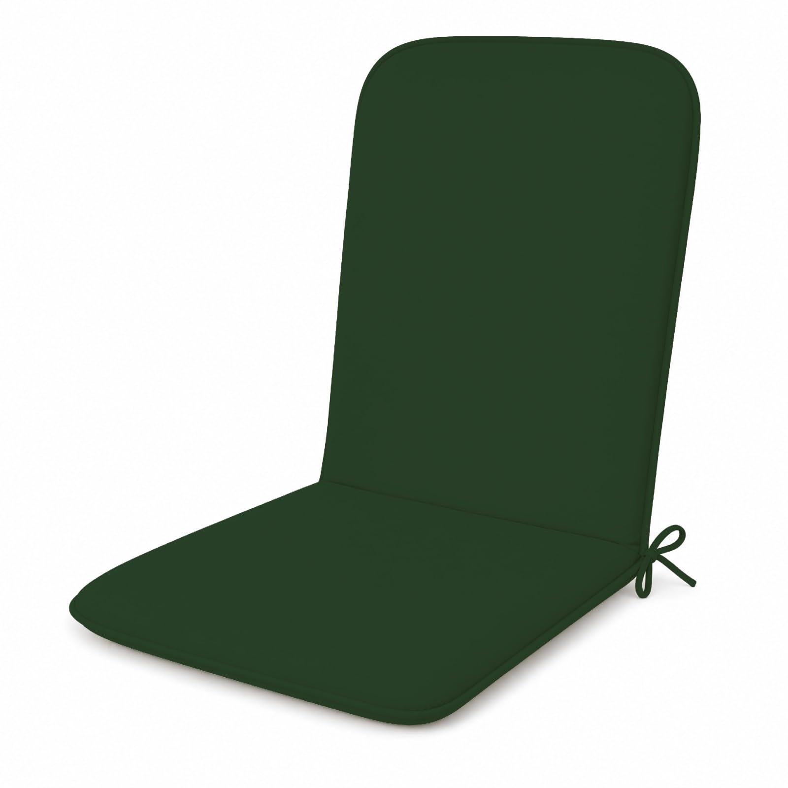 PARAMAISON Cuscino Sedia con Schienale 45x90 cm, Coprisedia Giardino Imbottito 3 cm, con Laccetti ed Elastico Antiscivolo, Universale per Sedie da Esterno | Verde