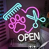 LMSIGNLY Panel de neón en forma de pata abierto para decoración mural - Intensidad variable - Colorido - Para salón de peluquería de mascotas - Panel LED abierto para tienda de mascotas