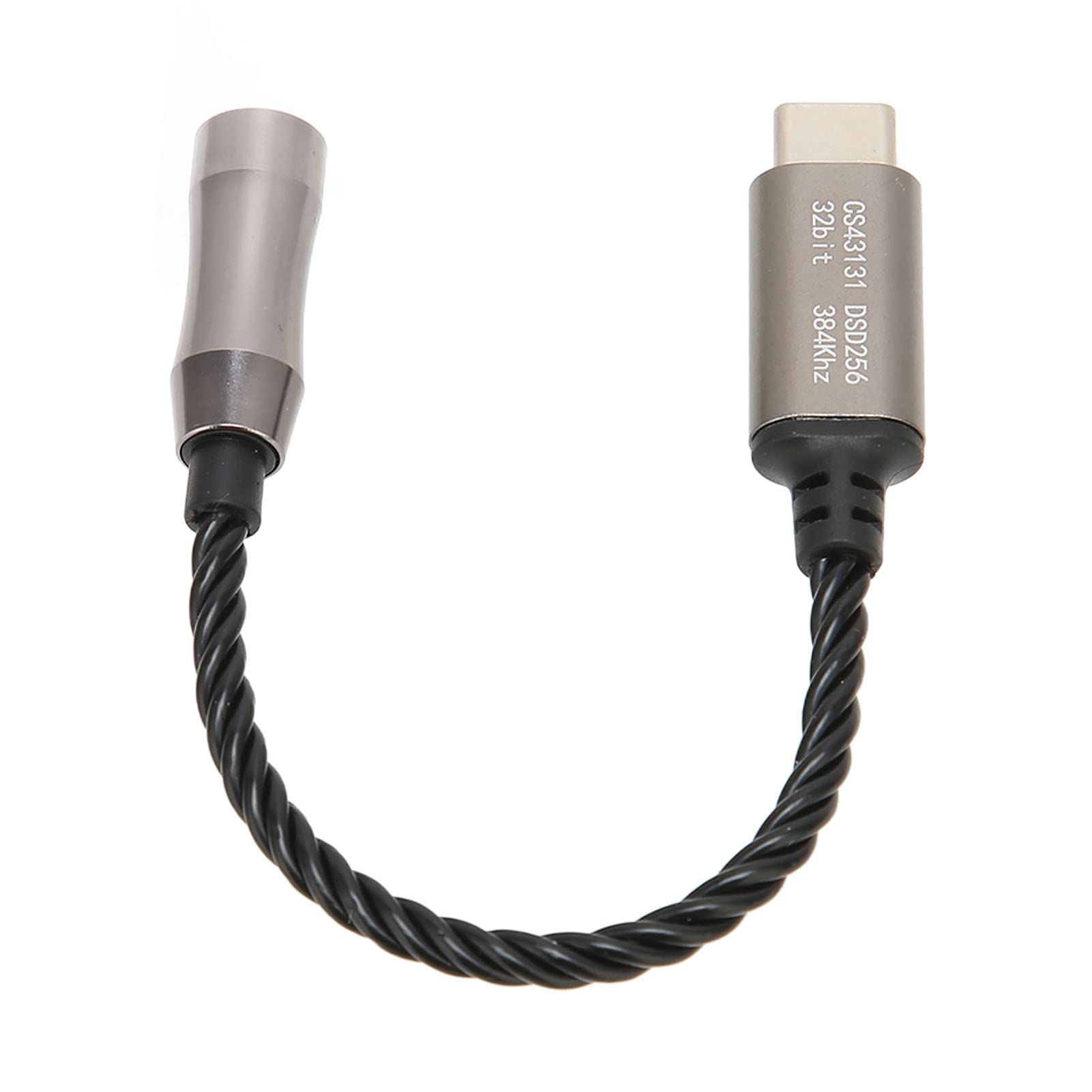 Przejściówka z USB C na Gniazdo Słuchawkowe 3,5 Mm (15 Cm / 5,9 Cala), Wzmacniacz Słuchawkowy Typu C na 3,5 Mm, Kabel Adaptera Dekodowania Cyfrowego, Muzyka 32-bitowa/384 KHz w Wysokiej(czarny)