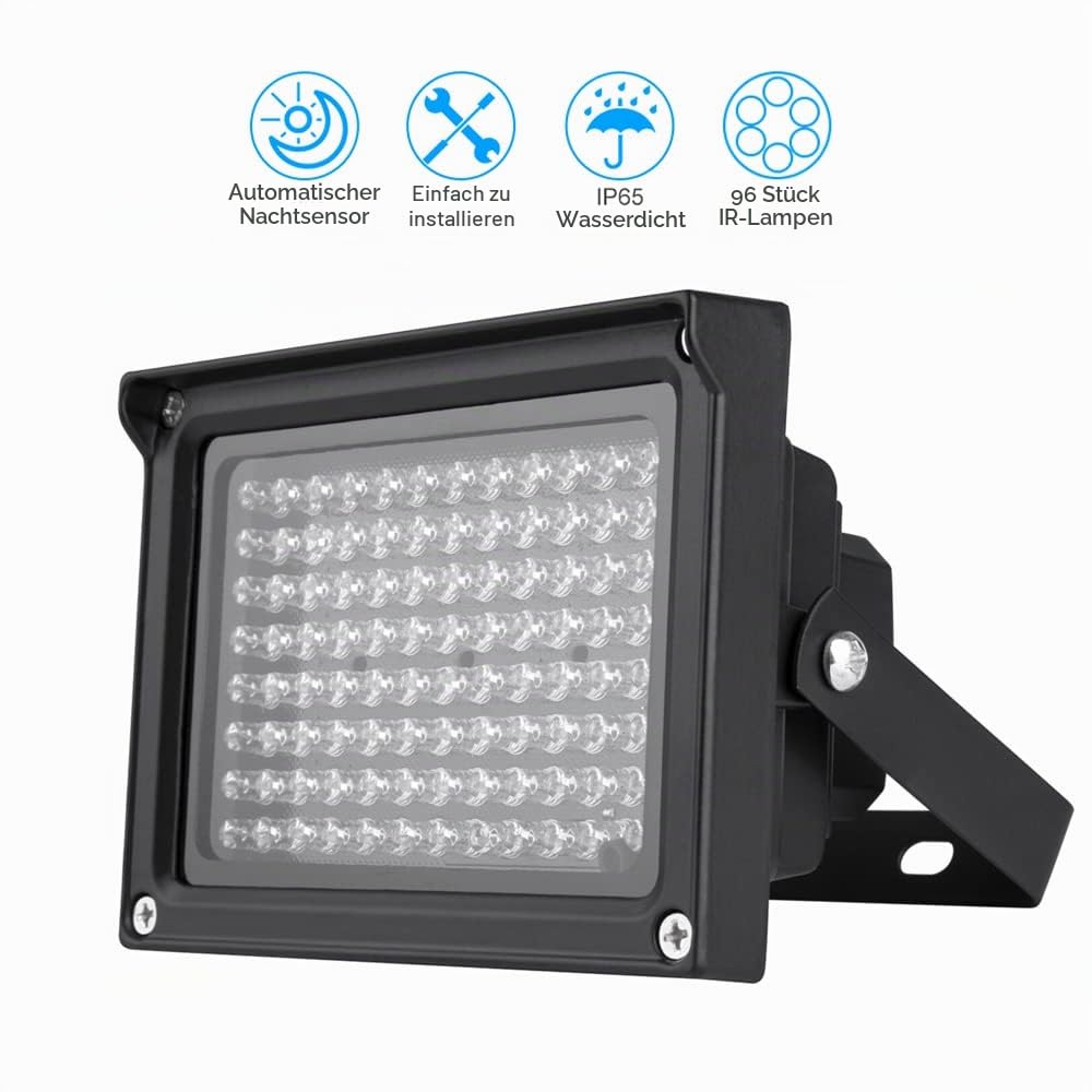 Irfora 96 LEDs IR Illuminator Array Infrarotlampen Nachtsicht im Freien wasserdicht für CCTV-Überwachungskamera