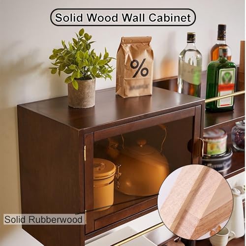 Naścienna szafka do przechowywania ze szklanymi drzwiami, pływająca szafka do jadalni, salonu, gabinetu, na balkon – stylowe otwarte rozwiązanie do przechowywania (120 x 30 x 18 cm)
