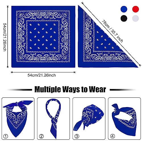 MELLIEX 4 Stück Bandana Kopftuch Damen und Herren, Paisley Halstuch Dreickstuch Schal Pirat Cowboy Tuch Nickitücher, 54 x 54 cm