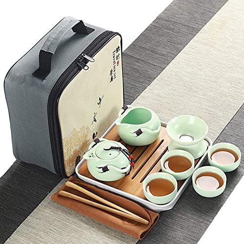 Minp 番茶器セット 急須 湯呑セット マルチ ティーセット 茶具セット 茶器 茶皿 茶器乾燥ティートレー 旅行ティーセットーカップシンプルな和風 陶器 ティーポット 中国茶器 茶器揃