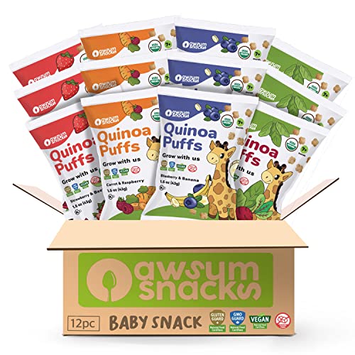 Awsum Snacks Variety Baby Puffs - Happy Healthy Baby Snack - Natural Plant Based Puffed Snacks - Certified Usda Organic Kosher Non Gmo Gluten Free Vegan cover