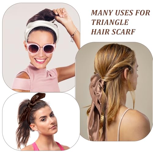 3 Satin Solid Color Head Scarf, 23.6in Square Hair Bandana Solid Color Kerchief Chiffon Hair Wrap Set Women Accessory4