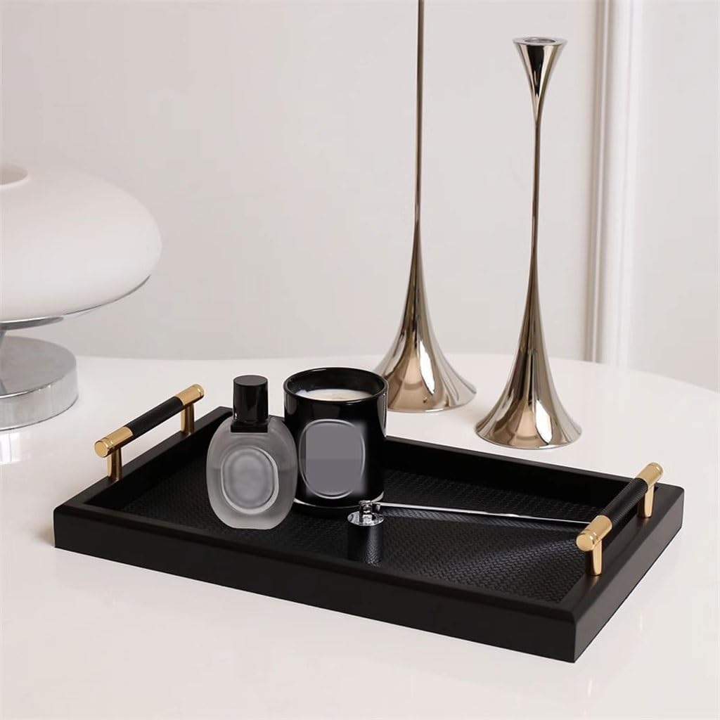 Bandejas Servir Comida Bandeja De Aromaterapia Rectangular Sencilla For La Entrada Decorativa Cuero Trenzado Mesa Cama