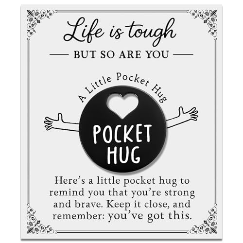 ZEARPT Pocket Hug Cancer Care Gift for Women,Thinking of You Encouragement Token, You Got This Pocket Hug for Chemo, Recovery, Survivor Support, Feel Better Comfort Gift (Black)