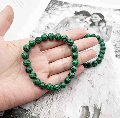 YOOESTORES82 Malachite Bracelet Set,Handmade Gemstone Beaded Stretch Bracelets for Women Men Yoga Bracelet Stone Crystal Beads Bracelets3