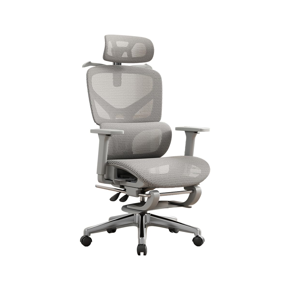 Ergonomic Mesh Office Chair, Home Desk Chair Comfy with Adjustable Lumbar Support 3D Headrest & Armrests,Footrest, Reclining Big High Back Computer Gaming Chairs Home/Office, 350lbs (Mesh, Grey) Grey Mesh