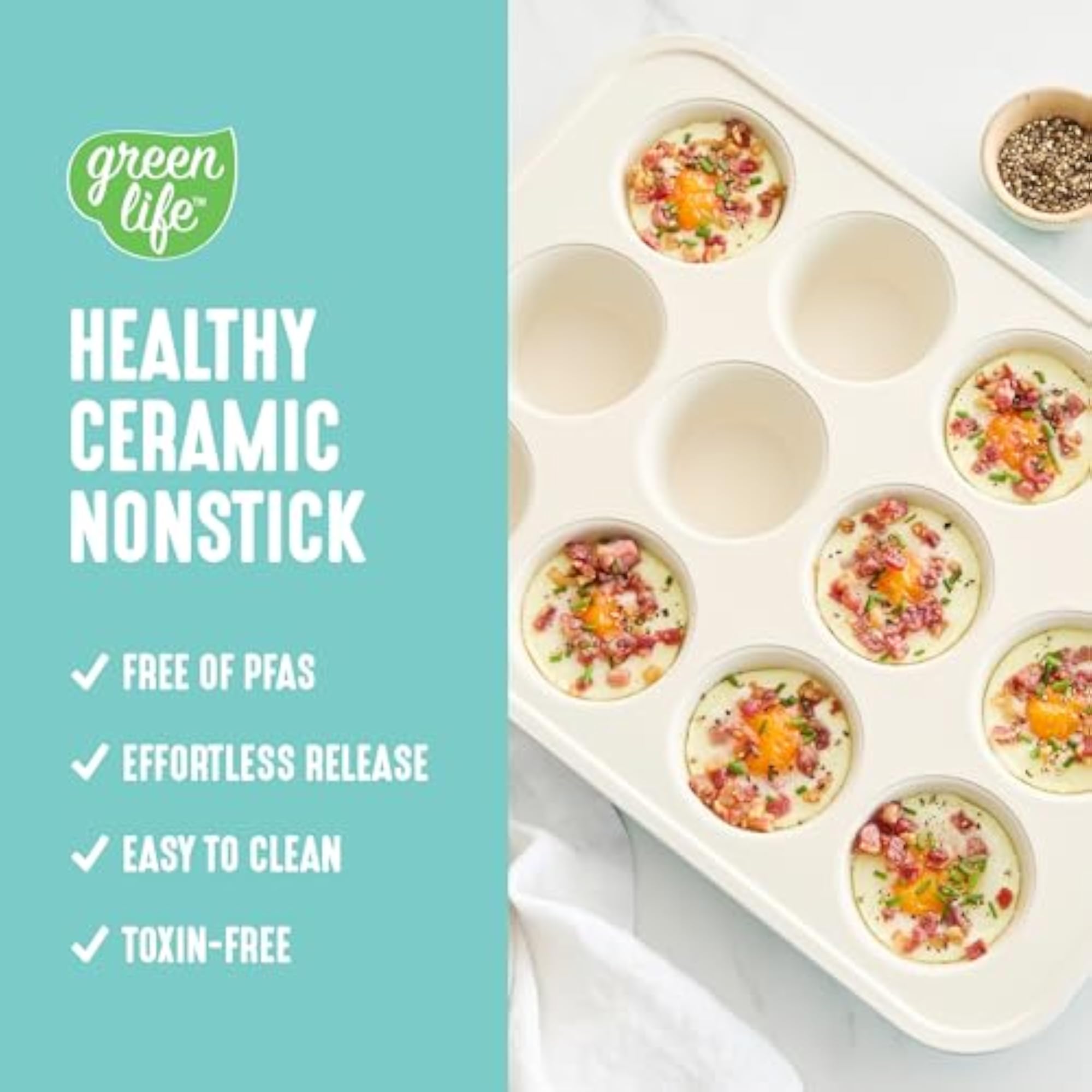 12 Cup Non-Stick Ceramic Muffin Pan for Baking