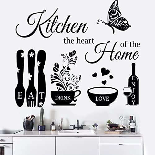 Kitchen Wall Stickers - The Heart of The Home Quotes Decals, Vinyl Wall Sign Art Decor for Dining...