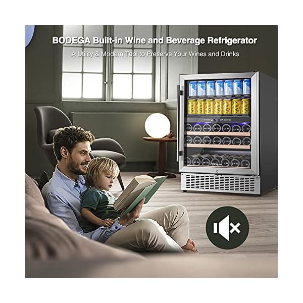 BODEGA 24 Inch Beverage and Wine Cooler, 80 Cans and 27 Bottles