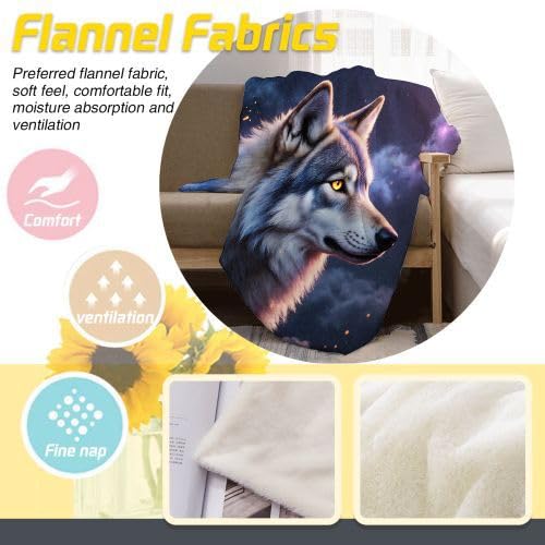 Mantas para Sofas Grandes 220x240 Lobo Gris, Manta Termica Franela Mantilla Felpa para Cama 135/150, Mantitas Polar Suave y Cálida para Perro Mascota Habitacion Dormitorio f765
