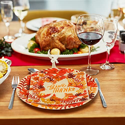 Diyasy 96 Pack Thanksgiving Paper Plates And Napkins, Fall Disposable Plates Dinnerware Heavy Duty Dessert Dinner Plate For 24 Guests Party Supplies #TOP6