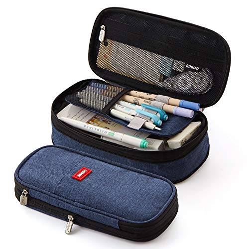 Image of iSuperb Foldable Pencil Case Zipper Big Capacity Aesthetic Canvas Pencil Pouch Compartments Stationery Organizers Pen Bag for Kids Girls Boys Teen Child Student School Supplies Makeup Bags