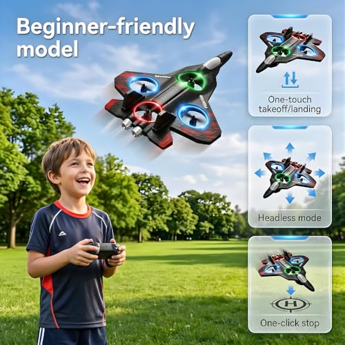 Image of Remote Control Airplane for Kids | RC Airplane Fighter Jet with Light, 360 Flip, Stunt Roll Easy to Fly Stable Jet Fighter Toys for Boys & Adults | Design As Per Stock