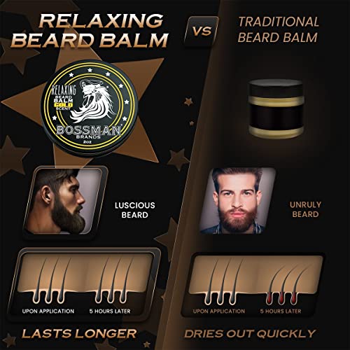 Bossman Relaxing Beard Balm - Beard Tamer, Relaxer, Thickener And Softener Cream - Beard Care Product - Made In Usa (Gold Scent) #TOP1