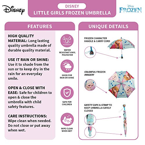 Image of Disney Girls Kids Umbrella and Slicker, Frozen Elsa and Anna Little Girl Rain Wear Set, For Ages 4-7