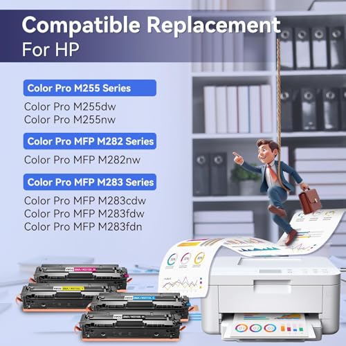 Image of InkNI 206X Toner Cartridges 4 Pack - with Chip Compatible Replacement for HP 206X 206A for Color LaserJet Pro MFP M283fdw M283cdw M283fdn M282nw Pro M255dw M255nw Ink Cartridges W2110X W2110A
