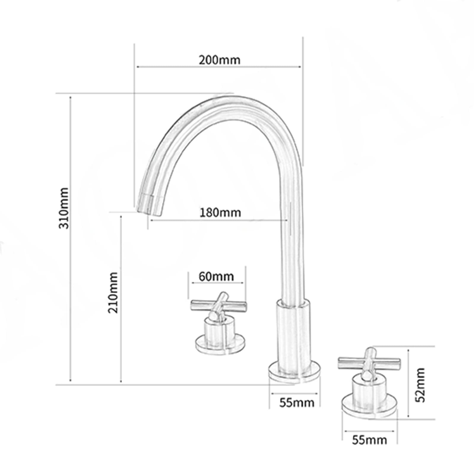 Grifo mezclador para lavabo de 3 orificios, grifos de latón cepillado frío y caliente para lavabo de baño, grifo mezclador para lavabo de 3 orificios, grifos de 3 orificios para lavabo de baño Chaser